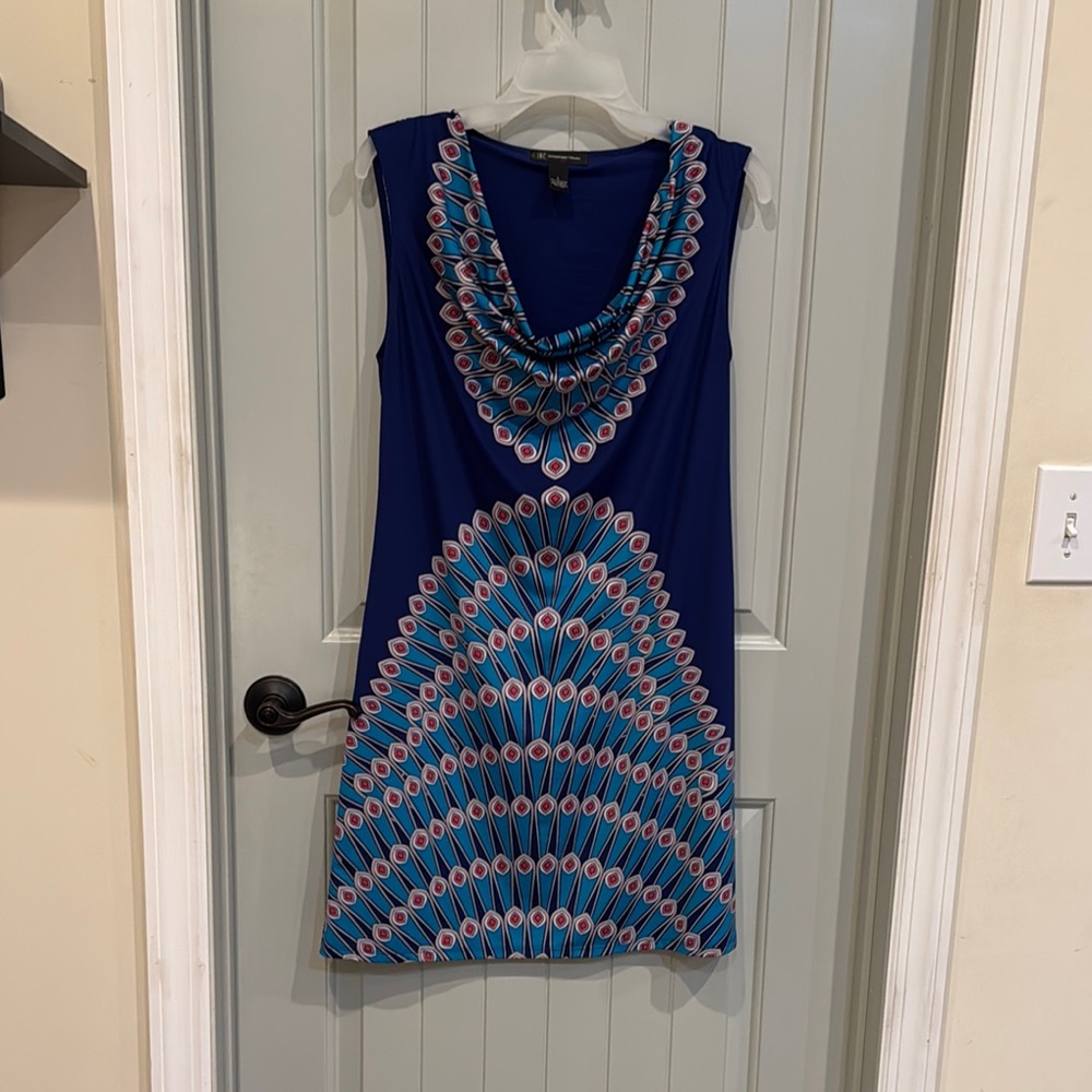 INC International Concepts Blue and Pink Patterned Dress